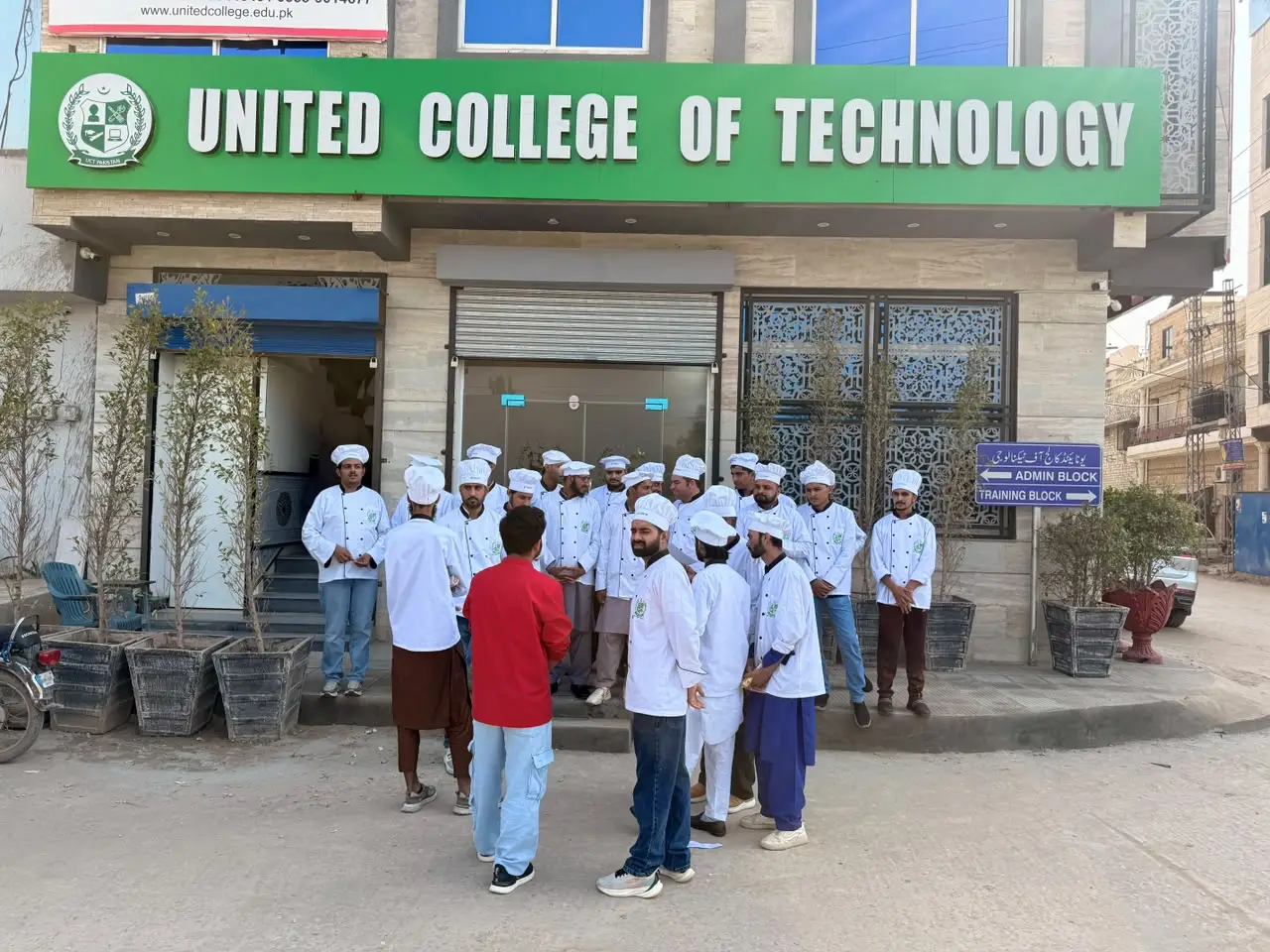 Culinary students outside United College of Technology